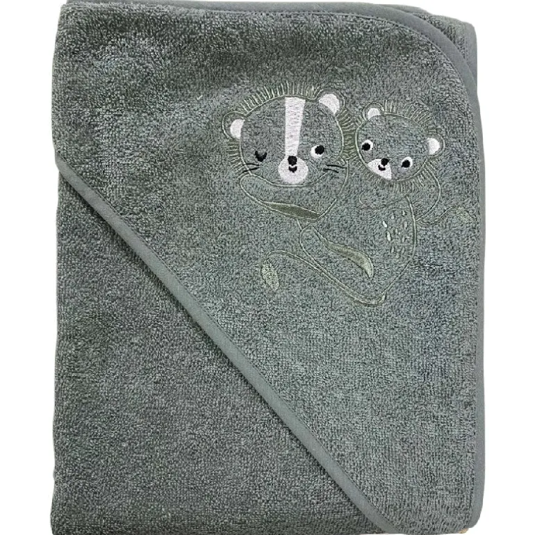 Badeslag grøn m/ mor & barn apl. str. 75x75 cm. Oeko Tex