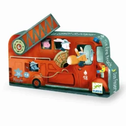 Djeco Silhuet Puslespil - Brandbil 16 Brikker