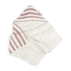 Done by Deer håndklæde m/ hætte GOTS Stripes Pudder