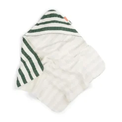 Done by Deer håndklæde m/ hætte GOTS Stripes Grøn
