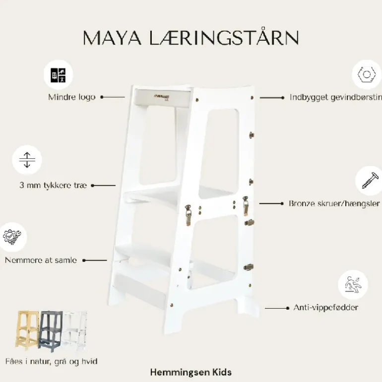 Hemmingsen Kids 3 - i - 1 Maya Læringstårn Hvid