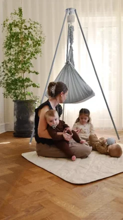 Membantu Basic tvillinge slyngevugge økologisk bomuld - grå