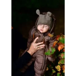 Mikk-Line Uldhue m. Ører - Dark Brown Melange