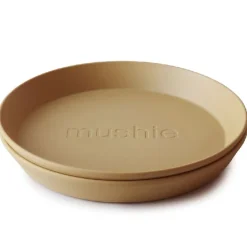 Mushie Rund Tallerken Mustard 2pcs