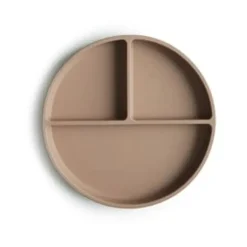 Mushie Skridsikker Silikone Tallerken Tredelt Natural