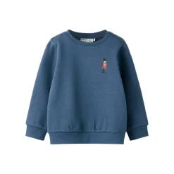 Name It Langærmede sweat trøje med små figur tegning, str. 92-116 - Blå