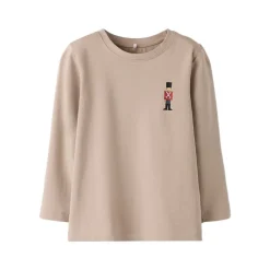 Name It Langærmet top med små figur tegning, str. 92-116 - Beige