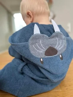 NM Badekåbe mellem blå m/ hvalros på hætten str. 4 år