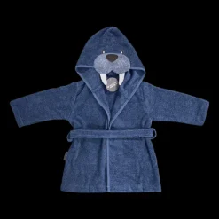 NM Badekåbe mellem blå m/ hvalros på hætten str. 1 år