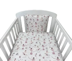 NM Junior sengelinned - off - white m/ blomme farvet ballerina