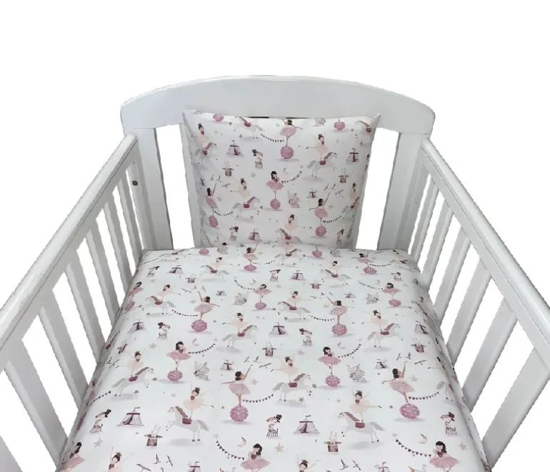 NM Junior sengelinned - off - white m/ blomme farvet ballerina