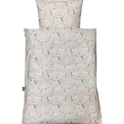 NM Junior sengelinned - rosa enhjørninger m/ farvet hår