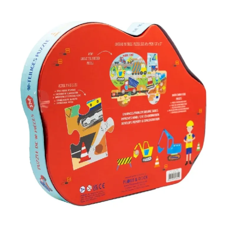 Puslespil m. formet motiv & æske 40 brikker - Constrcution