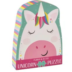 Puslespil m. formet motiv & æske 12 brikker - Rainbow Unicorn