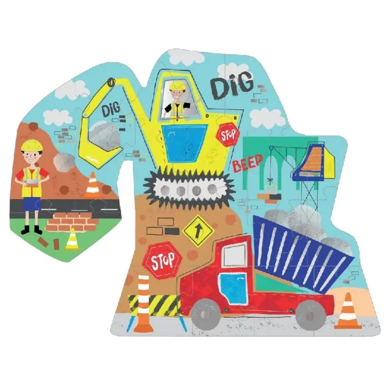 Puslespil m. formet motiv & æske 20 brikker - Construction