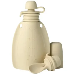 Smoothie flaske m/ske og beskyttelseskappe - Beige