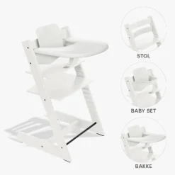 Stokke Tripp Trapp Bundle - Højstol, Babyset og Tray - Hvid