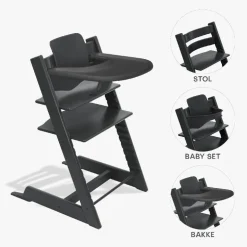 Stokke Tripp Trapp Bundle - Højstol, Babyset og Tray - Sort